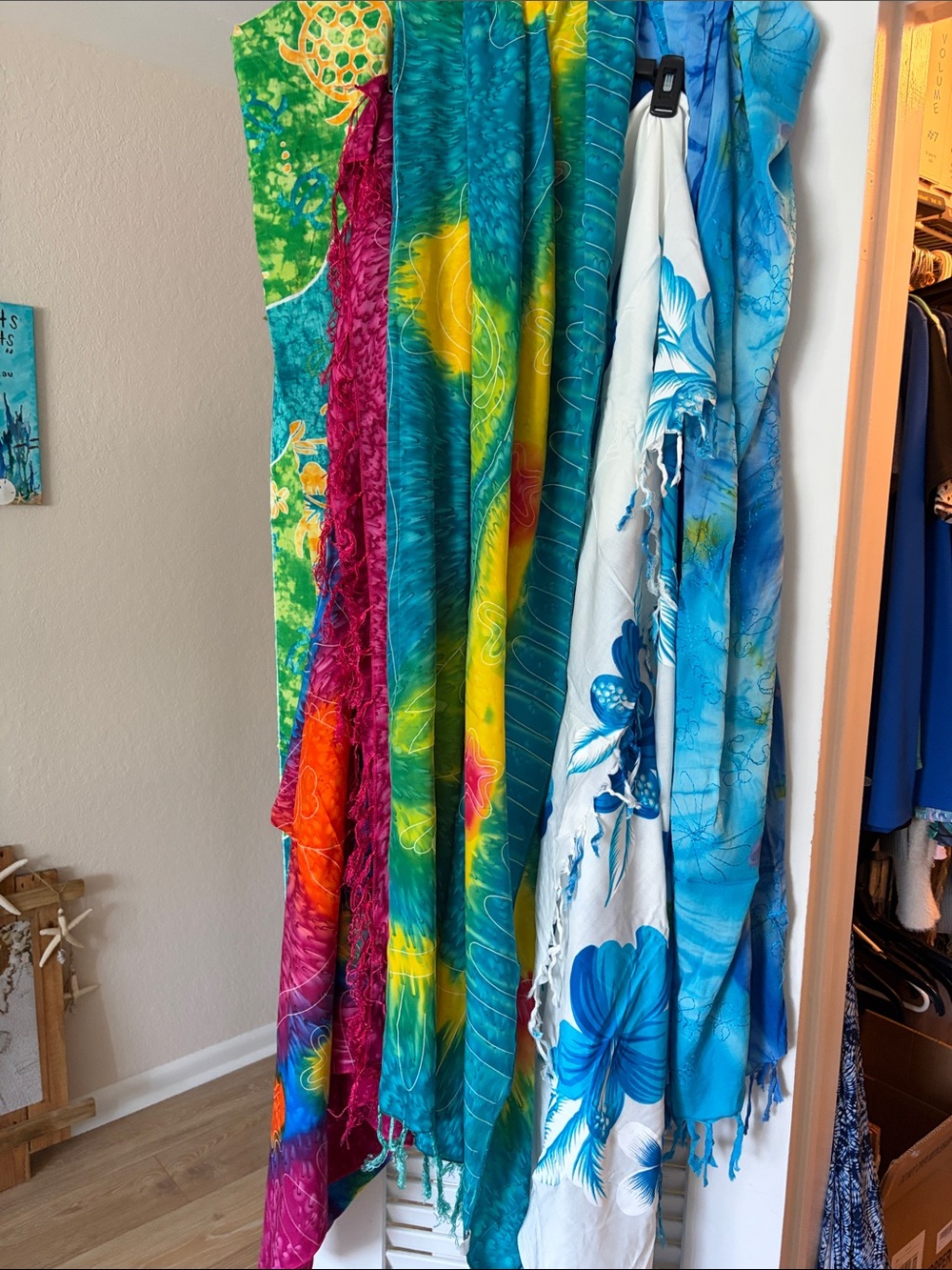 Colorful Printed Sarongs - Vibrant Teal, Blue, Green & Pink